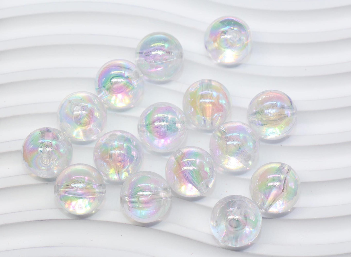 16mm Iridescent Clear Acrylic Gumball Beads, Large Round Bracelet Beads for Jewelry Making, DIY Craft Supplies #1709