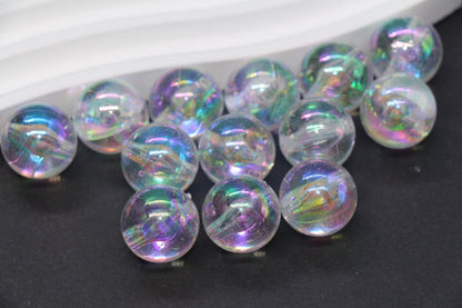16mm Iridescent Clear Acrylic Gumball Beads, Large Round Bracelet Beads for Jewelry Making, DIY Craft Supplies #1709