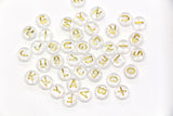 7mm Clear Gold Alphabet Letter Beads, Random Mixed Acrylic ABC Beads for Bracelets, Jewelry Making DIY Craft Supplies #637