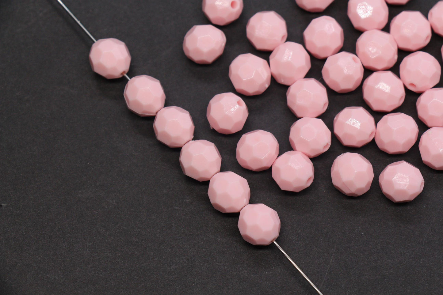 10mm Pink Faceted Gumball Beads, Round Acrylic Bracelet Beads for Jewelry Making #572