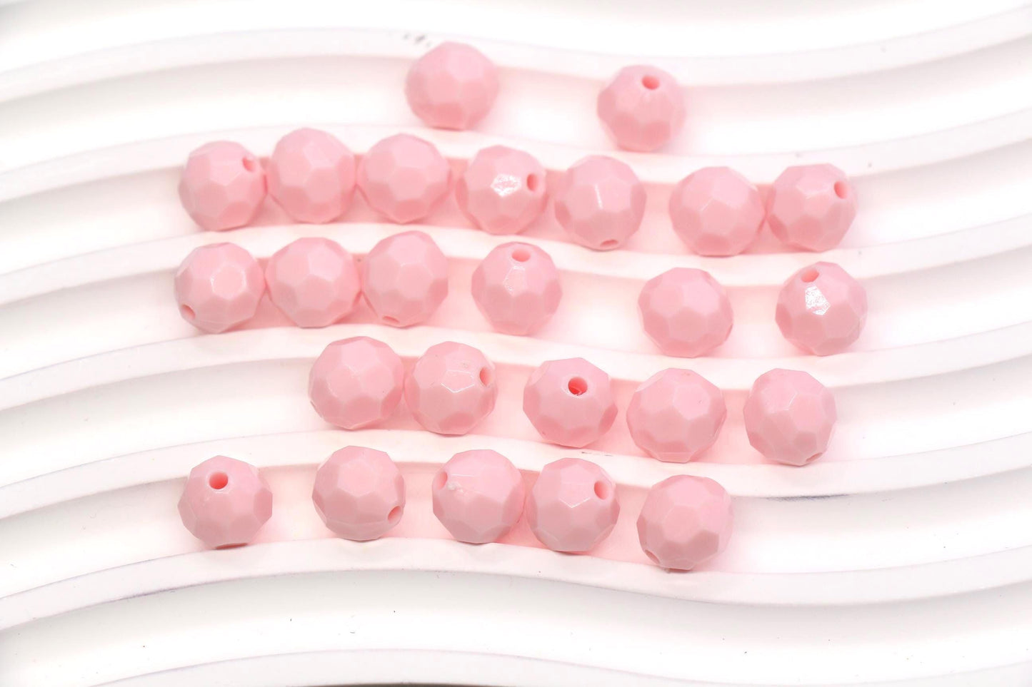 10mm Pink Faceted Gumball Beads, Round Acrylic Bracelet Beads for Jewelry Making #572
