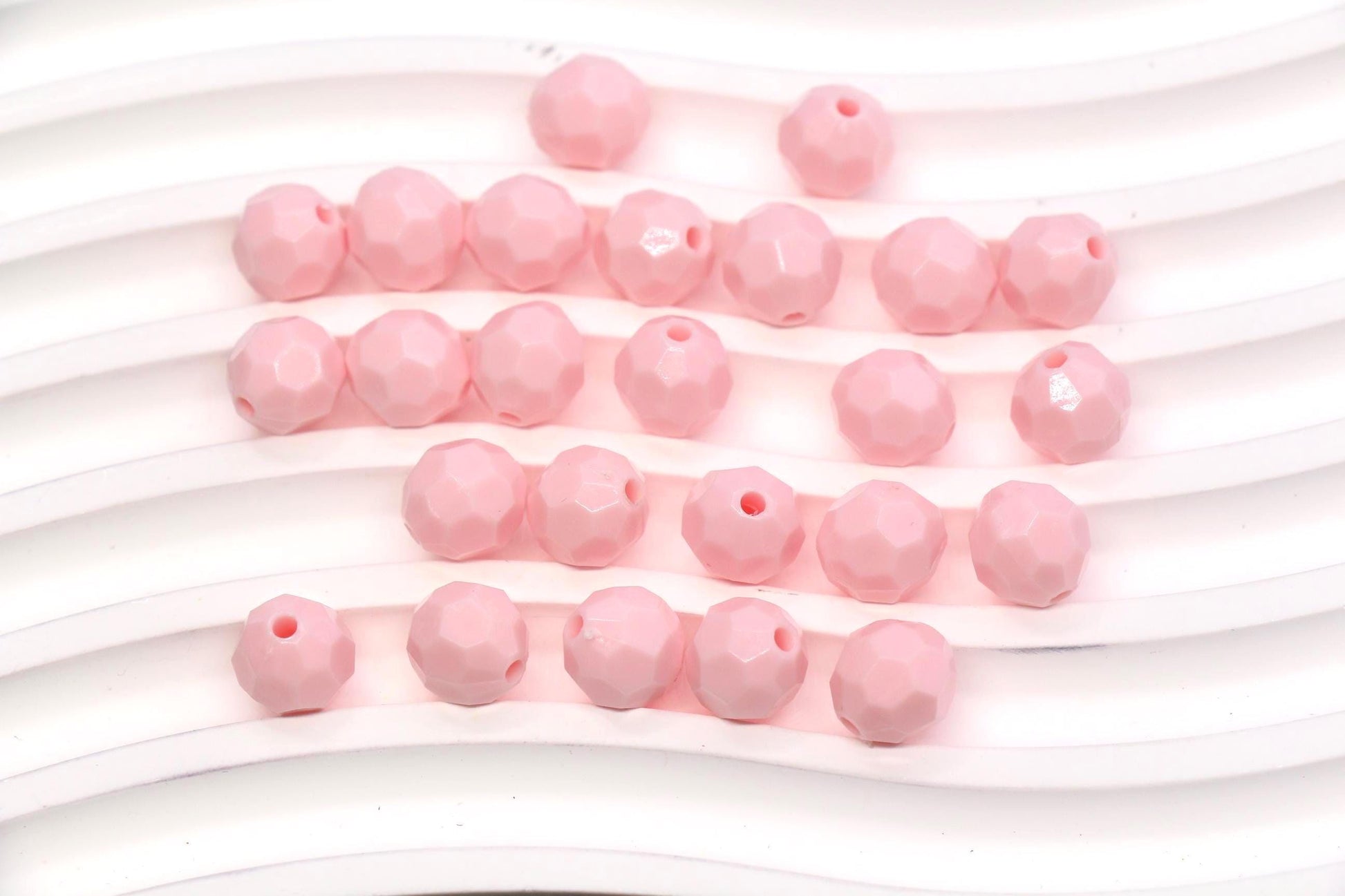 10mm Pink Faceted Gumball Beads, Round Acrylic Bracelet Beads for Jewelry Making #572