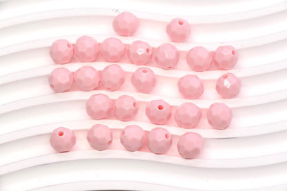 10mm Pink Faceted Gumball Beads, Round Acrylic Bracelet Beads for Jewelry Making #572