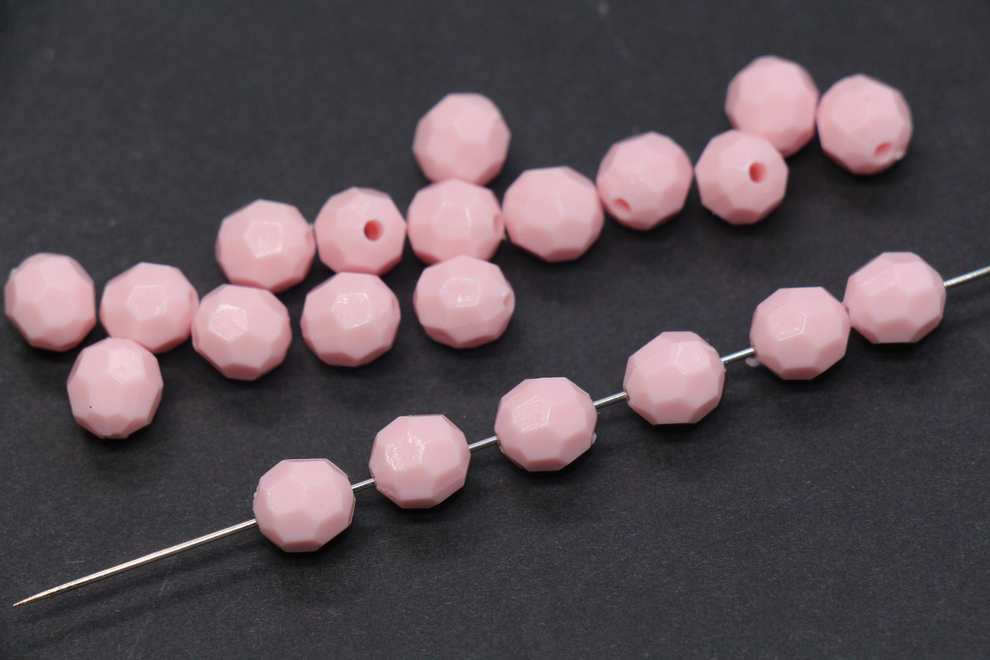 8mm Pink Faceted Gumball Beads, Round Acrylic Bracelet Beads for Jewelry Making #553