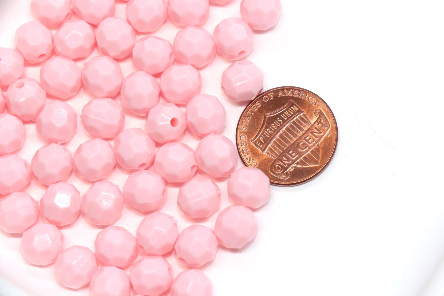 8mm Pink Faceted Gumball Beads, Round Acrylic Bracelet Beads for Jewelry Making #553