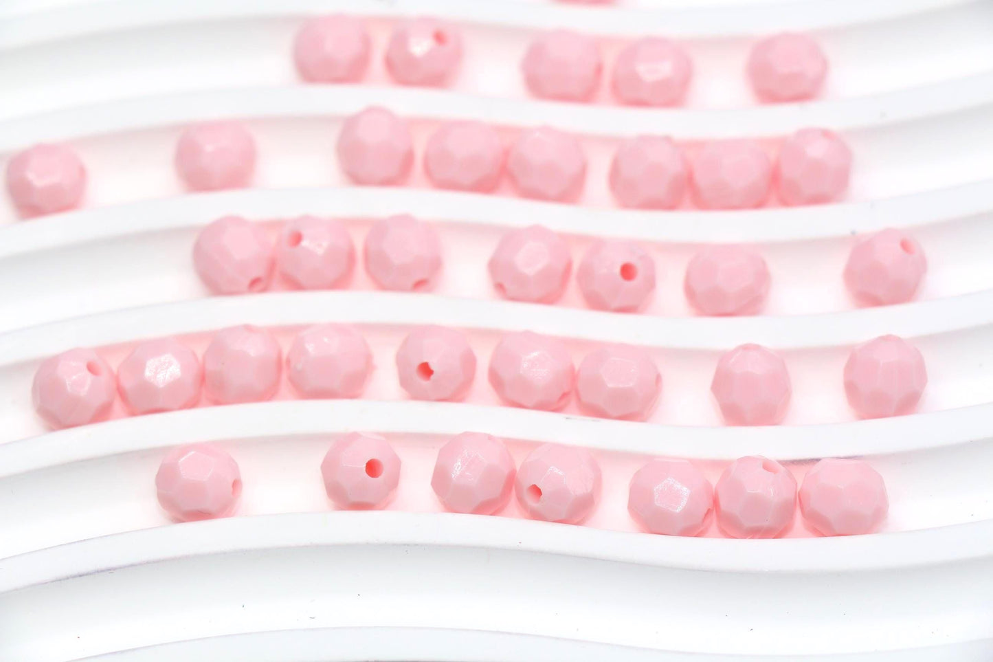 8mm Pink Faceted Gumball Beads, Round Acrylic Bracelet Beads for Jewelry Making #553