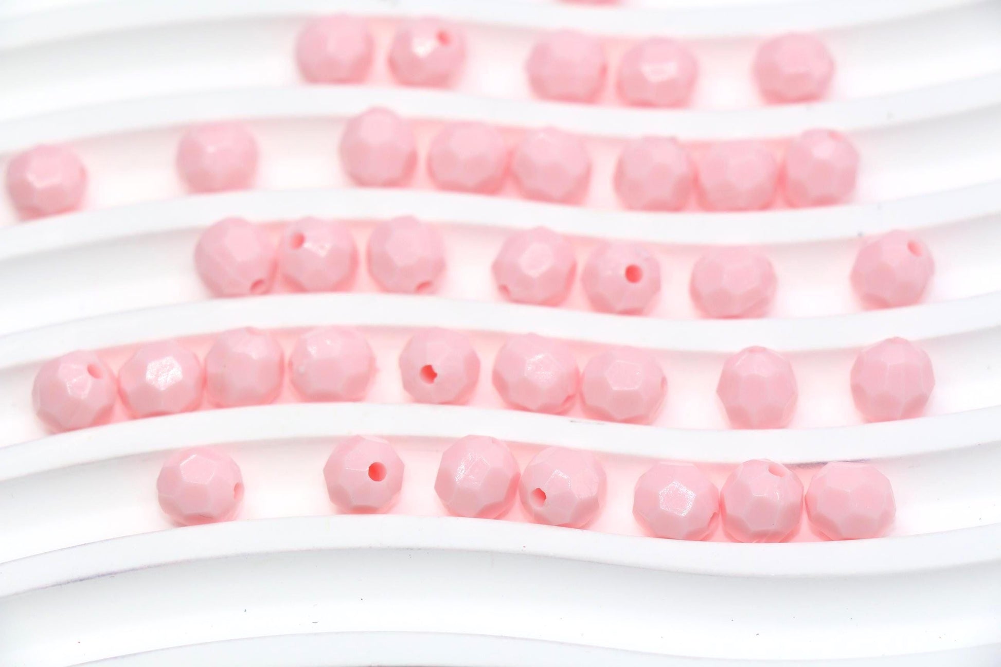 8mm Pink Faceted Gumball Beads, Round Acrylic Bracelet Beads for Jewelry Making #553