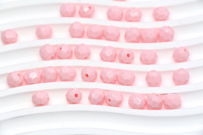 8mm Pink Faceted Gumball Beads, Round Acrylic Bracelet Beads for Jewelry Making #553