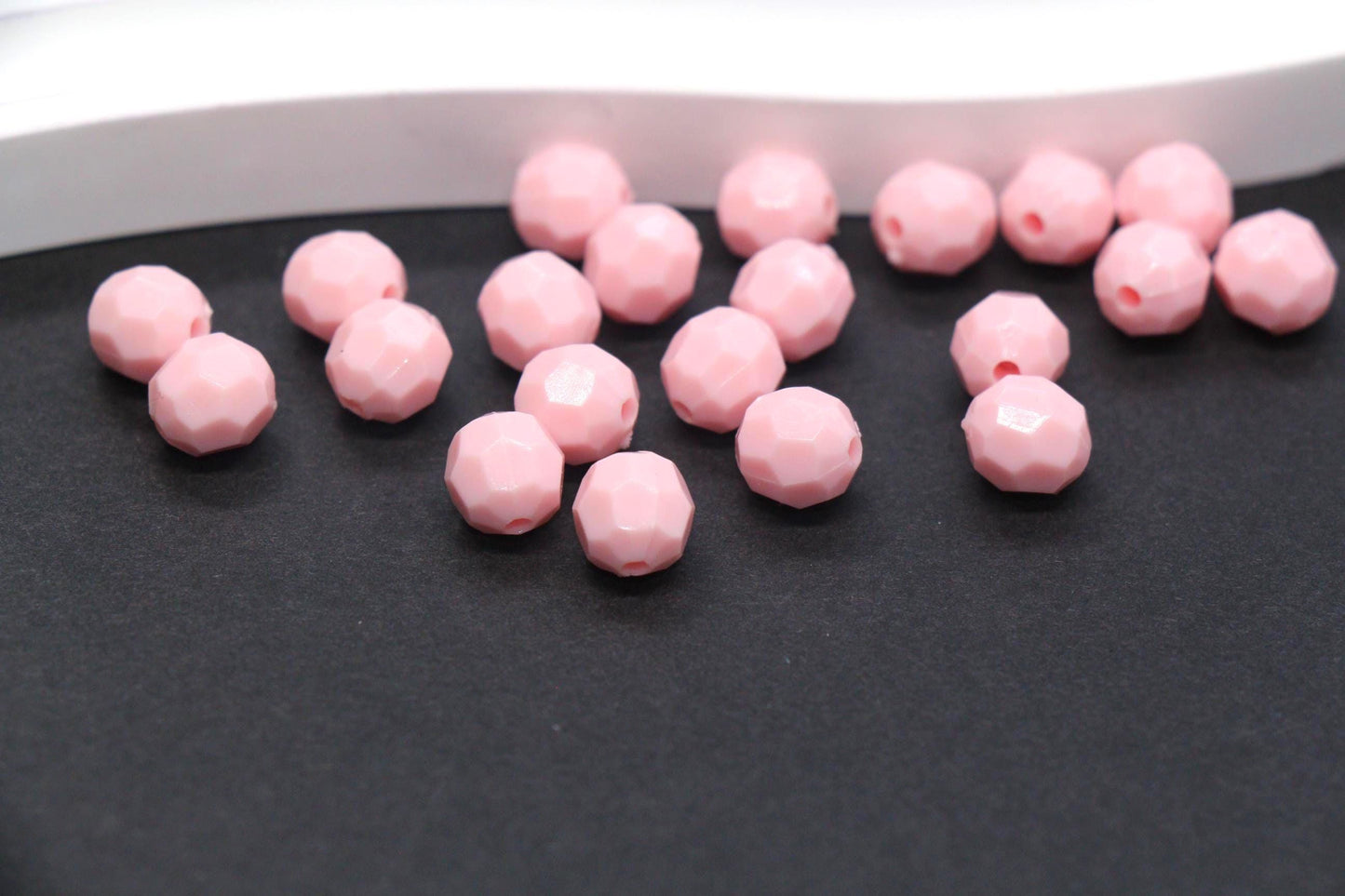 8mm Pink Faceted Gumball Beads, Round Acrylic Bracelet Beads for Jewelry Making #553