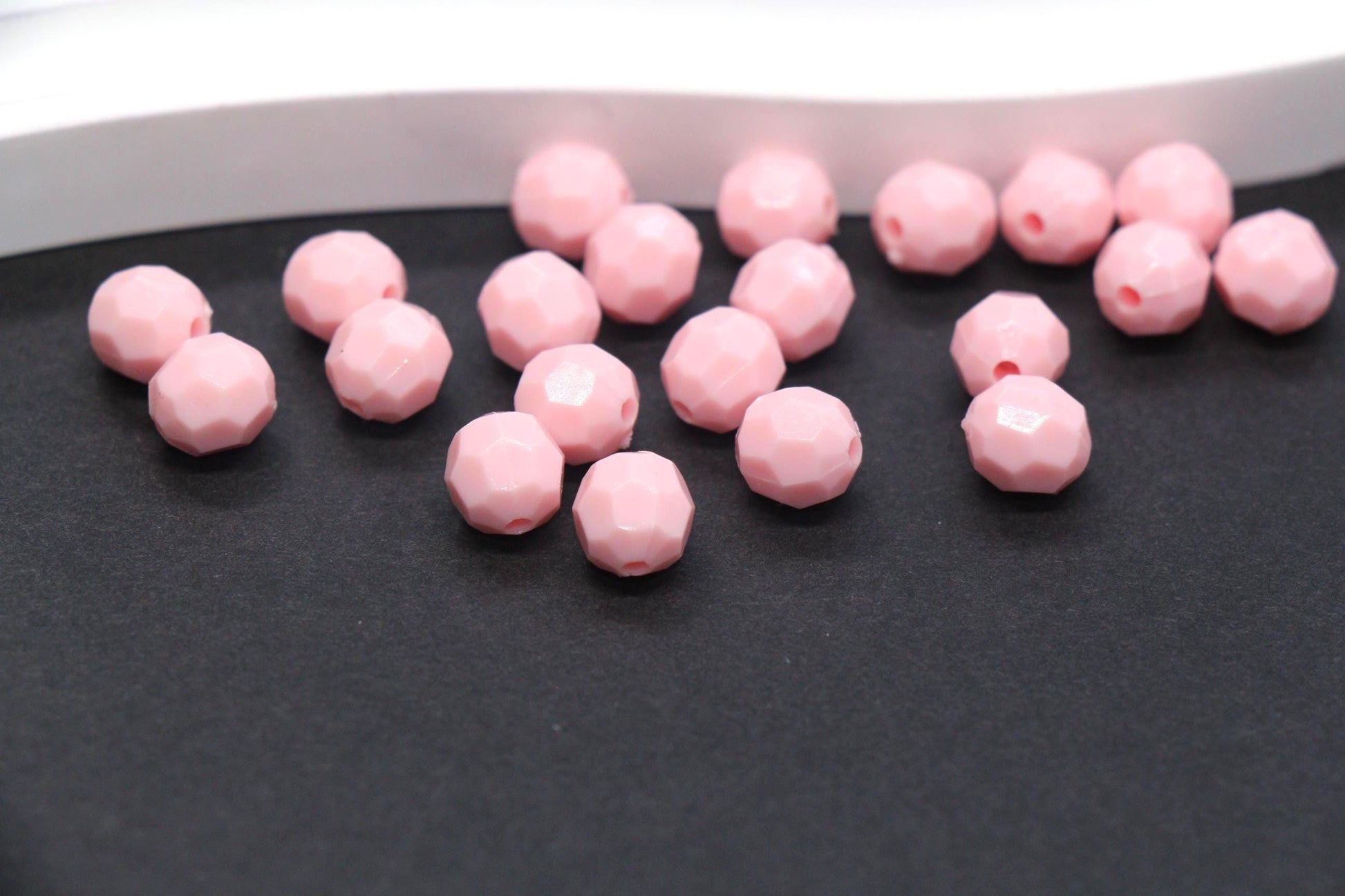 8mm Pink Faceted Gumball Beads, Round Acrylic Bracelet Beads for Jewelry Making #553