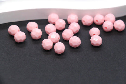 8mm Pink Faceted Gumball Beads, Round Acrylic Bracelet Beads for Jewelry Making #553