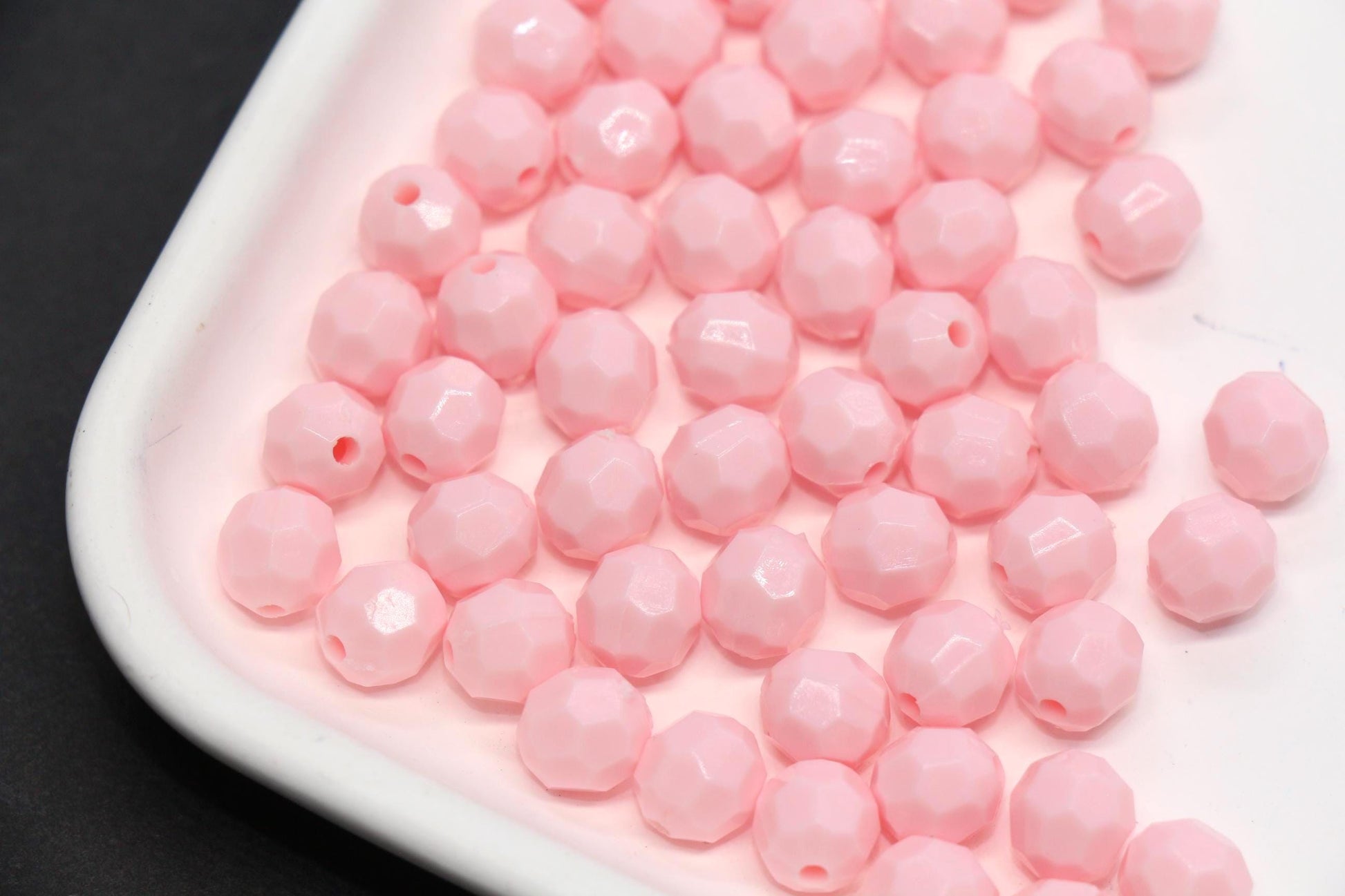 8mm Pink Faceted Gumball Beads, Round Acrylic Bracelet Beads for Jewelry Making #553