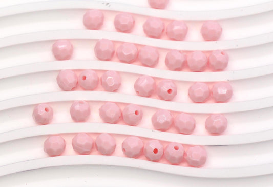 8mm Pink Faceted Gumball Beads, Round Acrylic Bracelet Beads for Jewelry Making #553