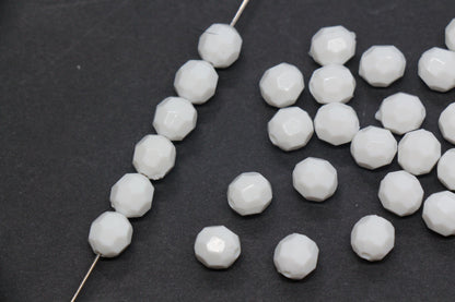 8mm White Faceted Gumball Beads, Round Acrylic Bracelet Beads for Jewelry Making #551