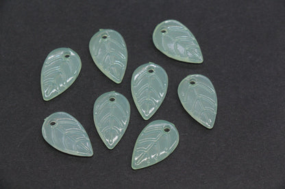 Green Leaf Acrylic Beads, Translucent Leaf Charm Beads for Jewelry Making, Nature DIY Craft Supplies