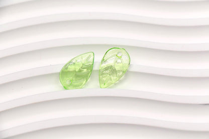 Green Leaf Acrylic Beads, Translucent Leaf Charm Beads for Jewelry Making, Nature DIY Craft Supplies