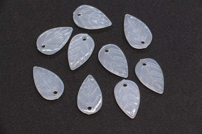 Green Leaf Acrylic Beads, Translucent Leaf Charm Beads for Jewelry Making, Nature DIY Craft Supplies