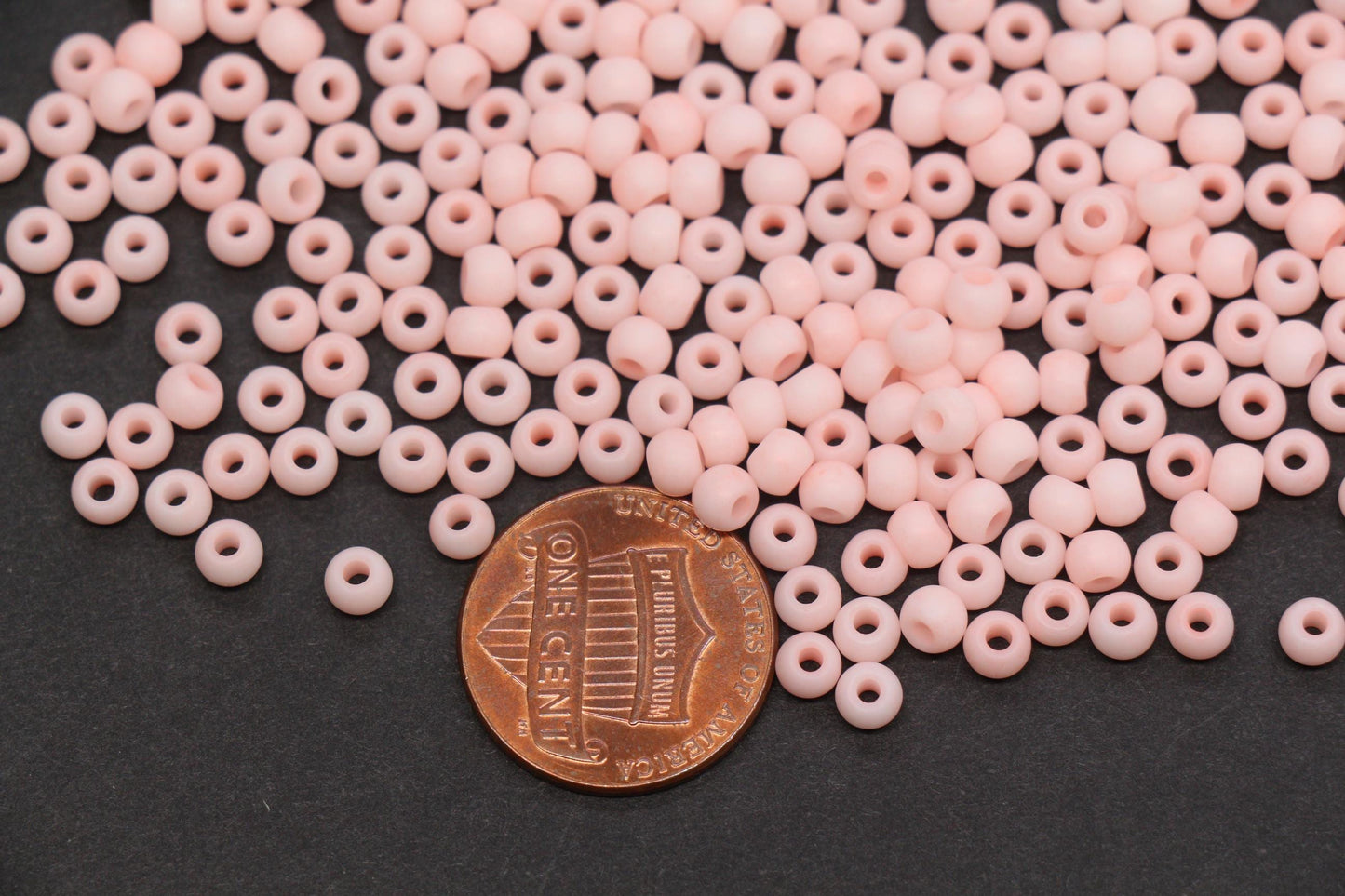 4mm Matte Light Peach Glass Seed Beads, Frosted Blush Pink Rocailles Beads, 6/0 Round Seed Beads, Beads for Jewelry Making #1155