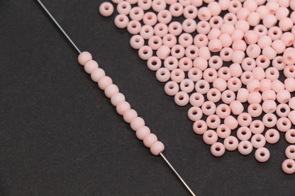 4mm Matte Light Peach Glass Seed Beads, Frosted Blush Pink Rocailles Beads, 6/0 Round Seed Beads, Beads for Jewelry Making #1155