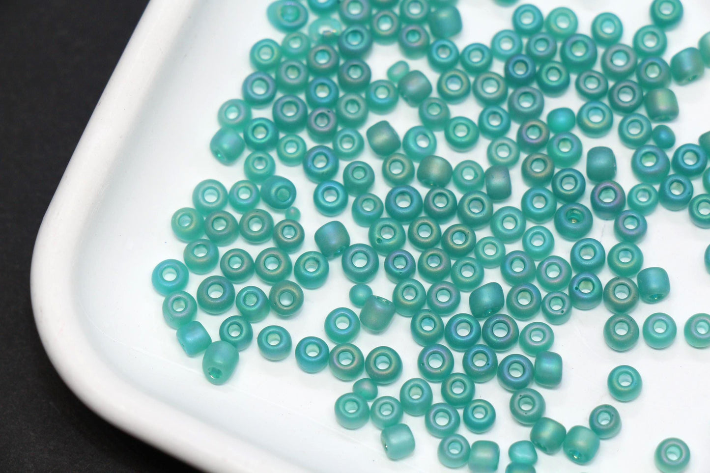 4mm Matte Teal Green Glass Seed Beads, Frosted Round Rocailles, Sea Green Beading Supplies for Jewelry Making #1023