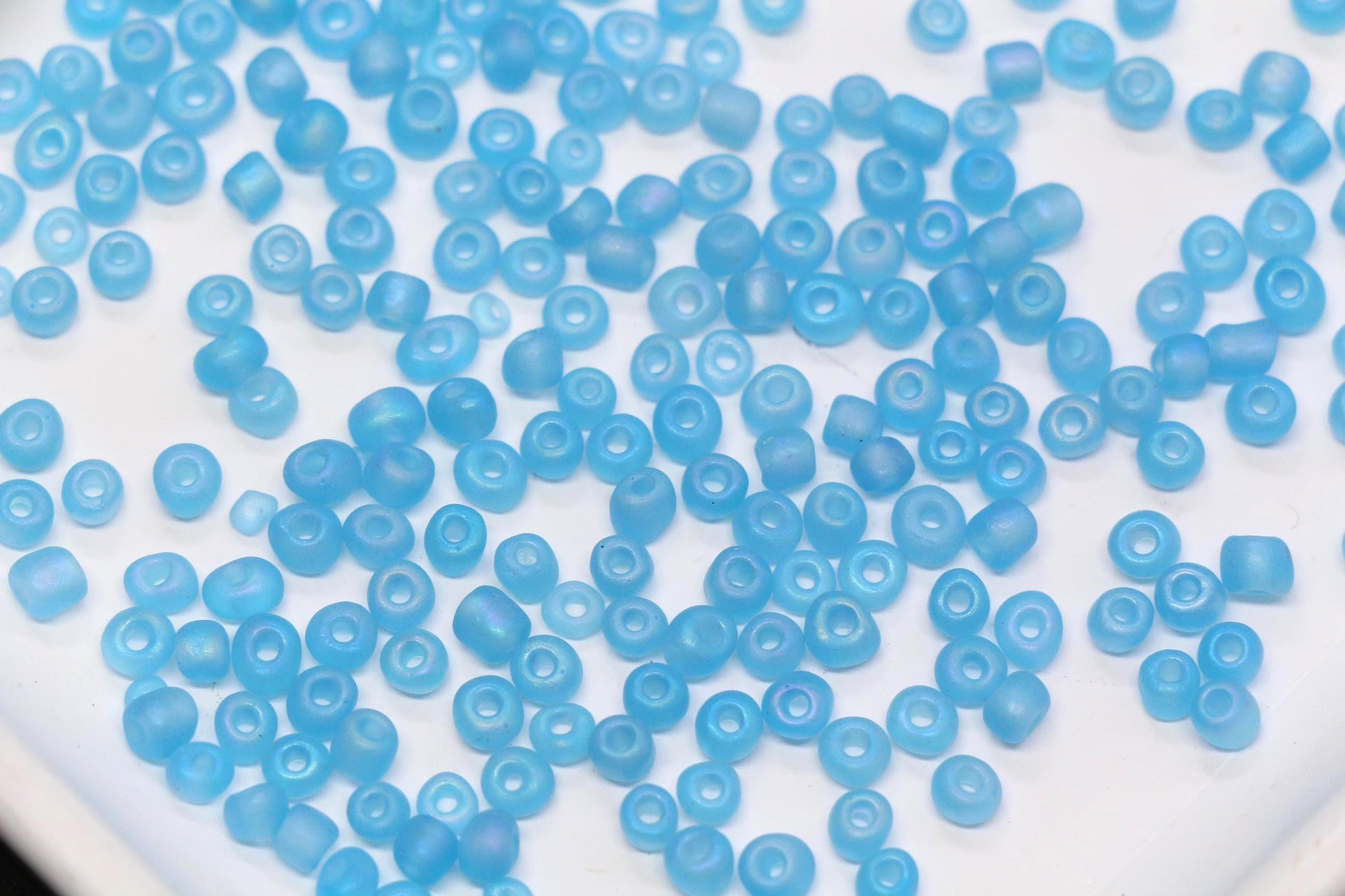 4mm Matte Sky Blue Glass Seed Beads, Frosted Round Rocailles, Baby Blue Beading Supplies for Jewelry Making #1180