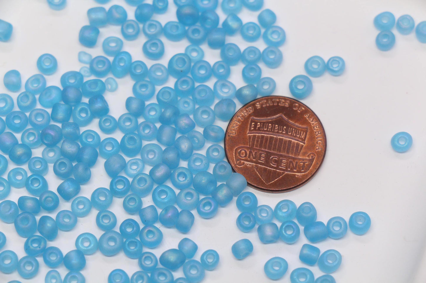 4mm Matte Sky Blue Glass Seed Beads, Frosted Round Rocailles, Baby Blue Beading Supplies for Jewelry Making #1180