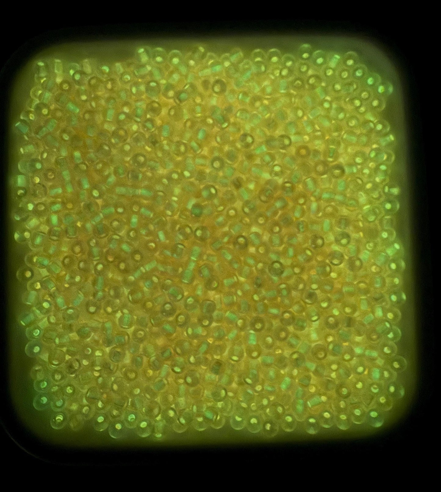 4mm Glow in the Dark Iridescent Glass Seed Beads, Transparent Peach Lined Rocailles, Luminous Beading Supplies #1025