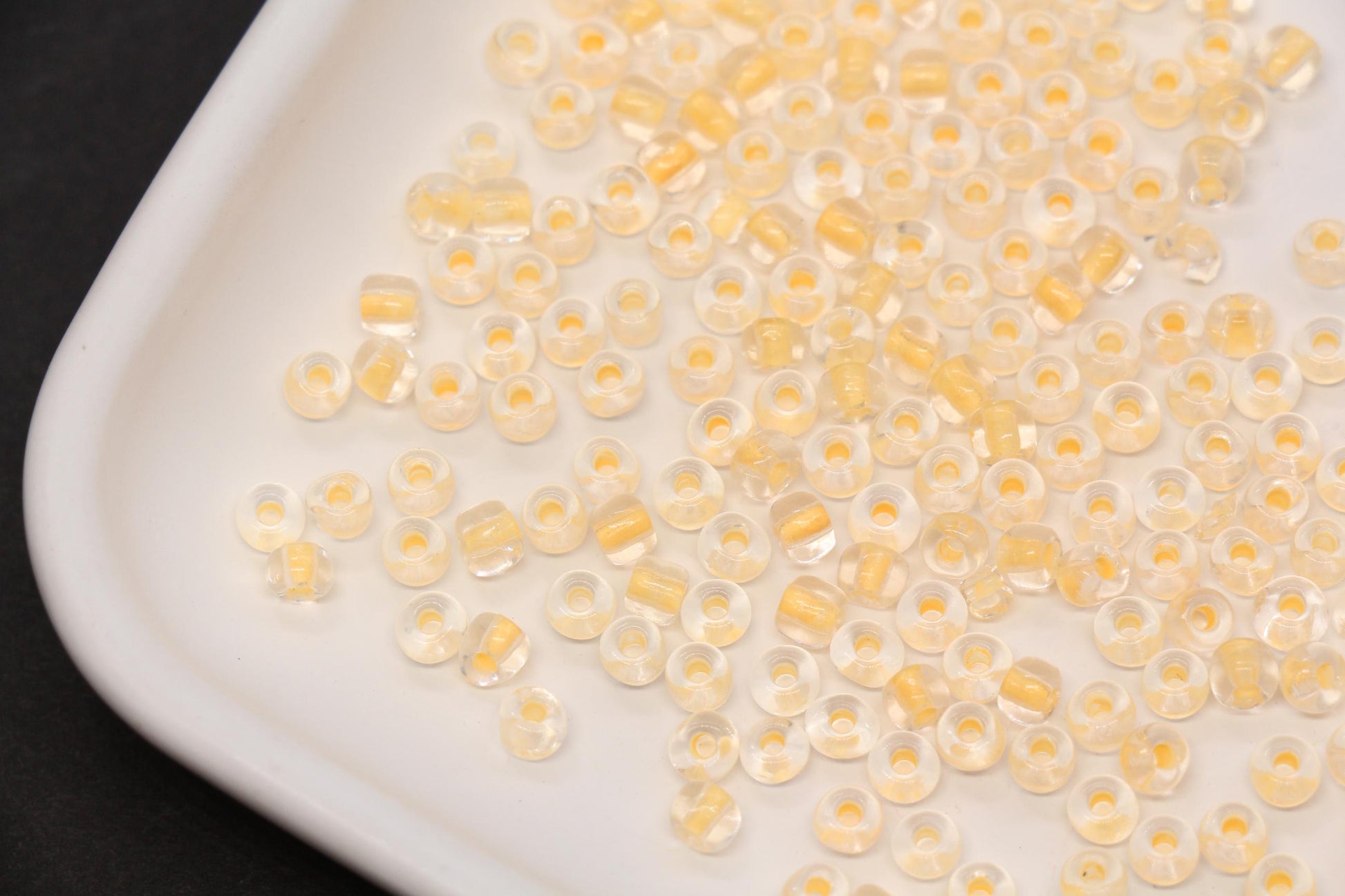 4mm Glow in the Dark Glass Seed Beads, Transparent Orange Lined Rocailles, Luminous Beading Supplies #1024