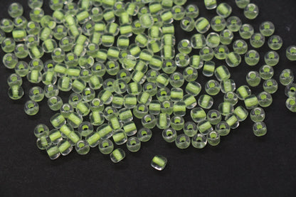 4mm Glow in the Dark Glass Seed Beads, Transparent Yellow Lined Rocailles, Luminous Beading Supplies #1139