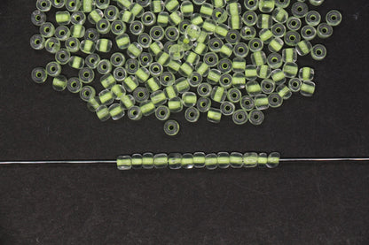 4mm Glow in the Dark Glass Seed Beads, Transparent Yellow Lined Rocailles, Luminous Beading Supplies #1139