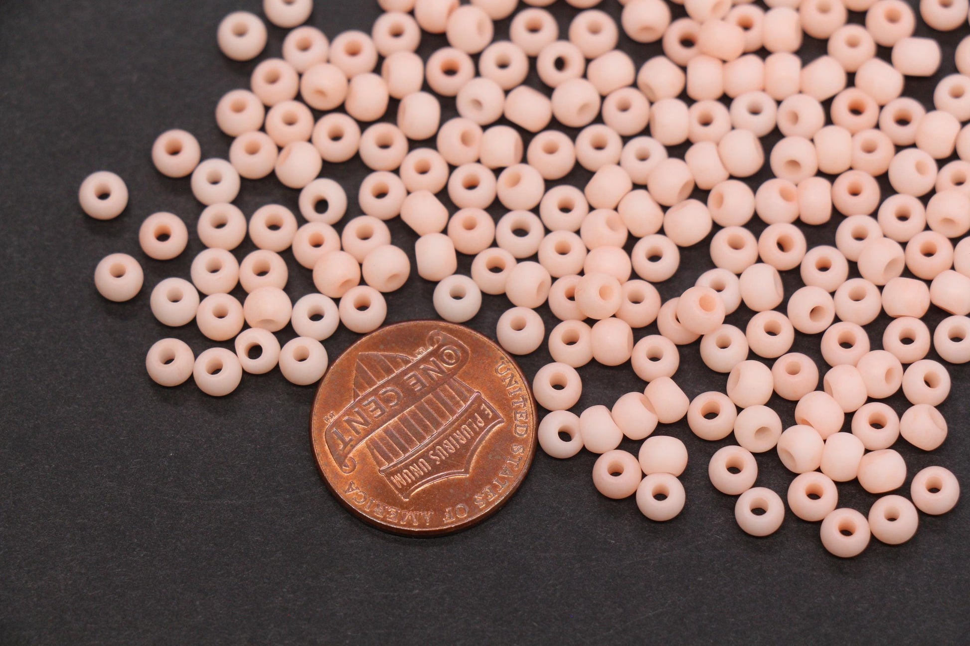 4mm Matte Soft Peach Glass Seed Beads, Frosted Peach Rocailles Beads, 6/0 Round Seed Beads, Beads for Jewelry Making #1157