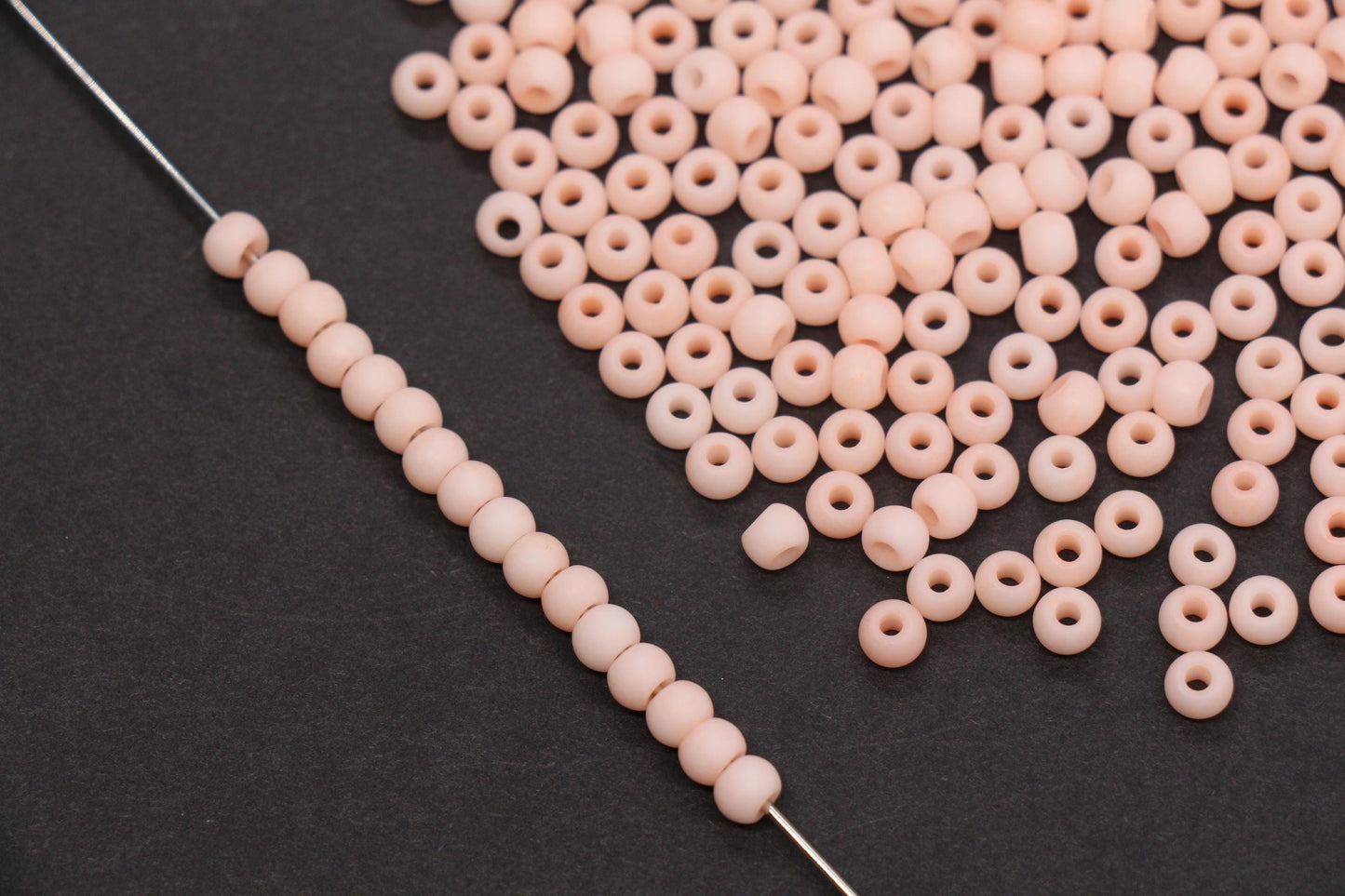 4mm Matte Soft Peach Glass Seed Beads, Frosted Peach Rocailles Beads, 6/0 Round Seed Beads, Beads for Jewelry Making #1157