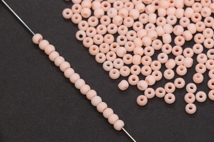 4mm Matte Soft Peach Glass Seed Beads, Frosted Peach Rocailles Beads, 6/0 Round Seed Beads, Beads for Jewelry Making #1157