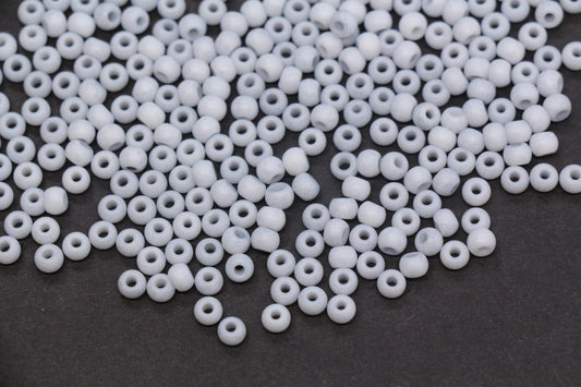 4mm Matte Light Gray Glass Seed Beads, Frosted Gray Rocailles Beads, 6/0 Round Seed Beads, Beads for Jewelry Making #1164