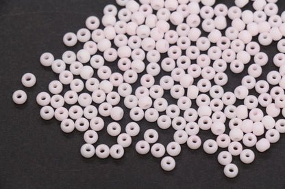 4mm Matte Light Pink Glass Seed Beads, Frosted Blush Pink Rocailles Beads, 6/0 Round Seed Beads, Beads for Jewelry Making #2054