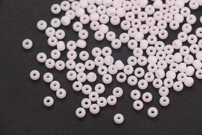 4mm Matte Light Pink Glass Seed Beads, Frosted Blush Pink Rocailles Beads, 6/0 Round Seed Beads, Beads for Jewelry Making #2054