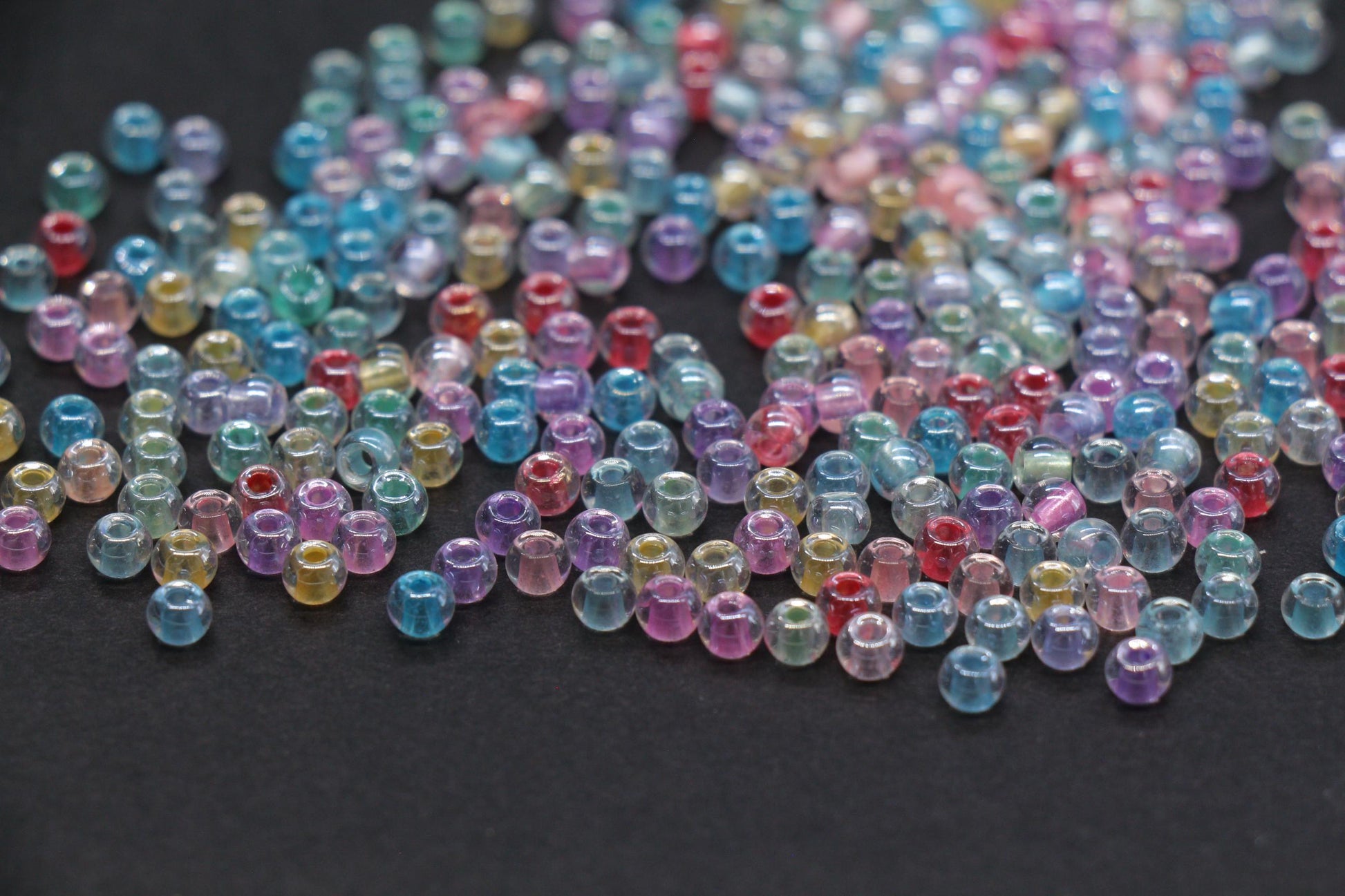 4mm Mixed Color Lined Glass Seed Beads, Glossy Transparent Rainbow Rocailles Beads for Jewelry Making #1153