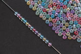 4mm Mixed Color Lined Glass Seed Beads, Glossy Transparent Rainbow Rocailles Beads for Jewelry Making #1153