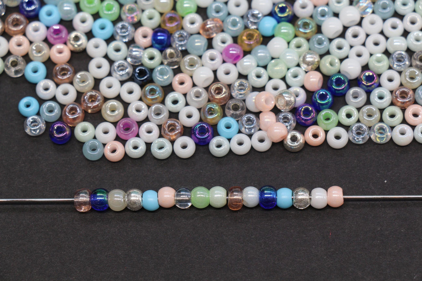 4mm Mixed Glass Seed Beads, Glossy Rainbow Rocailles Beads Mix for Bracelet Jewelry Making #2057