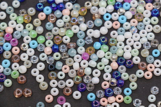 4mm Mixed Glass Seed Beads, Glossy Rainbow Rocailles Beads Mix for Bracelet Jewelry Making #2057