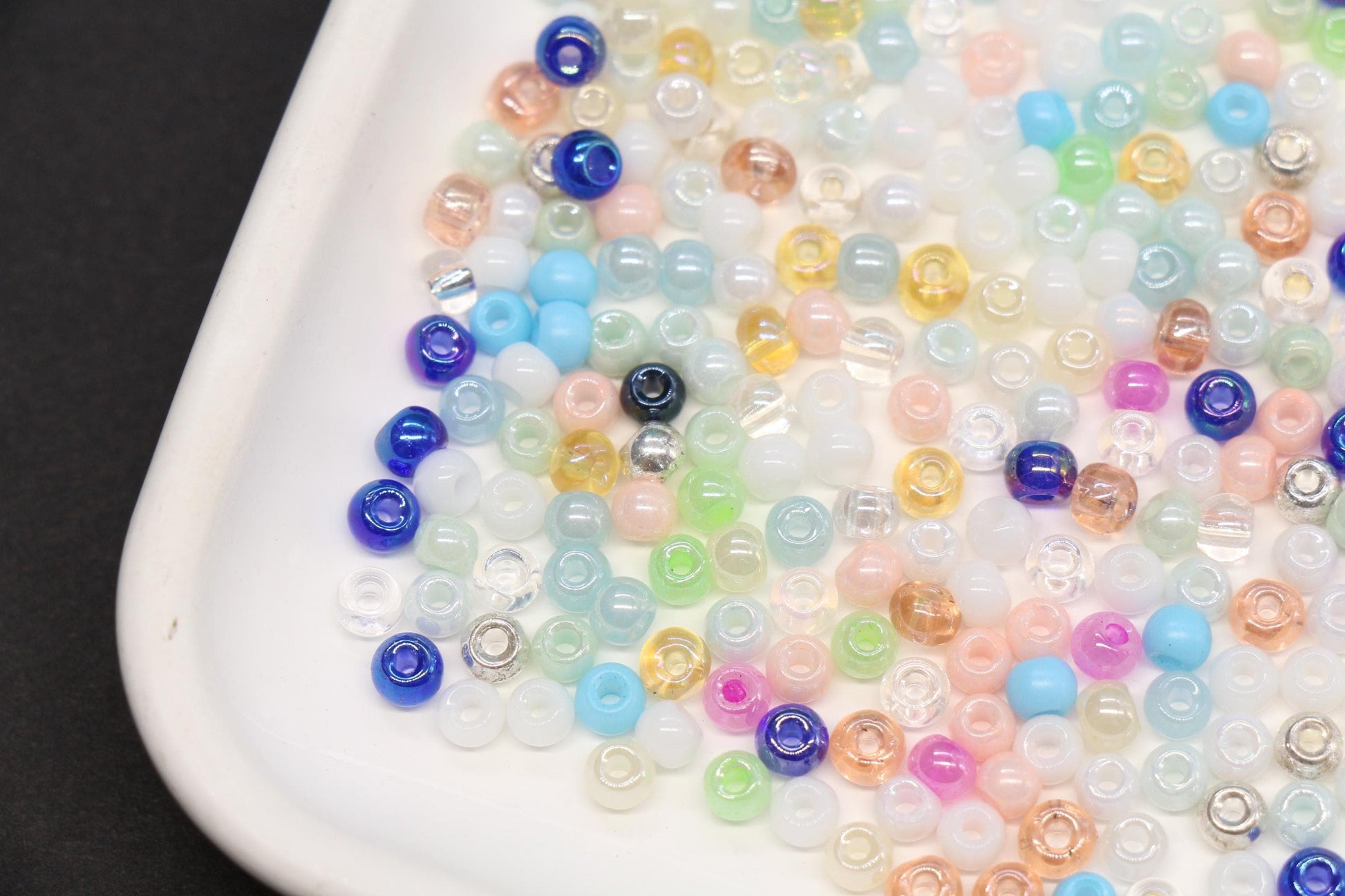 4mm Mixed Glass Seed Beads, Glossy Rainbow Rocailles Beads Mix for Bracelet Jewelry Making #2057