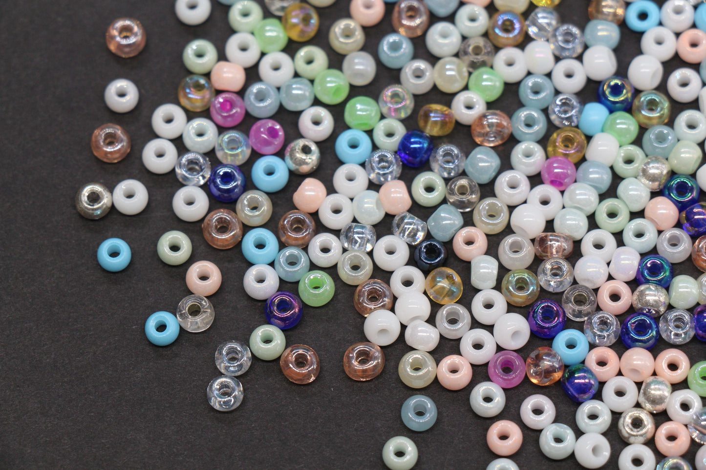 4mm Mixed Glass Seed Beads, Glossy Rainbow Rocailles Beads Mix for Bracelet Jewelry Making #2057