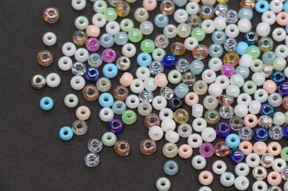 4mm Mixed Glass Seed Beads, Glossy Rainbow Rocailles Beads Mix for Bracelet Jewelry Making #2057