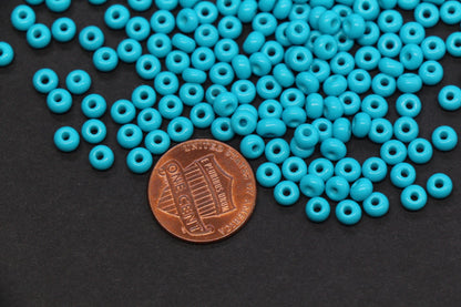 4mm Opaque Turquoise Blue Glass Seed Beads, Beads for Bracelet Jewelry Making #1095