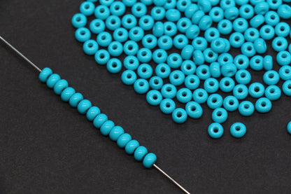 4mm Opaque Turquoise Blue Glass Seed Beads, Beads for Bracelet Jewelry Making #1095