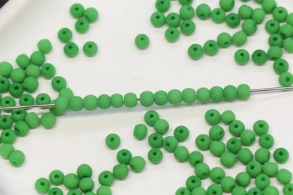 4mm Matte Grass Green Glass Seed Beads, Frosted Green Beads for Bracelet Jewelry Making #2265