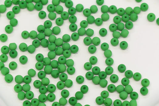 4mm Matte Grass Green Glass Seed Beads, Frosted Green Beads for Bracelet Jewelry Making #2265