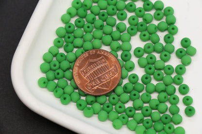 4mm Matte Grass Green Glass Seed Beads, Frosted Green Beads for Bracelet Jewelry Making #2265