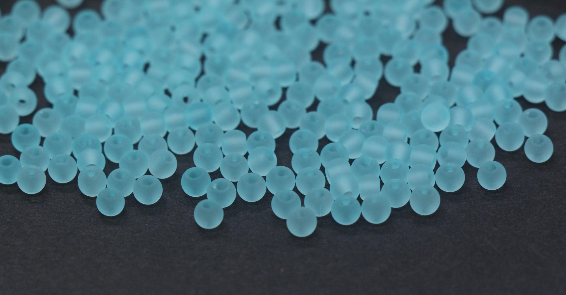 4mm Matte Glass Seed Beads, Frosted Aqua Blue Round Rocailles, Translucent Seafoam Glass Beads for Jewelry Making #1203