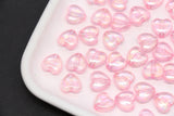 Pink Iridescent Heart Beads, Aurora Borealis Heart Beads for Bracelet Jewelry Making #2197